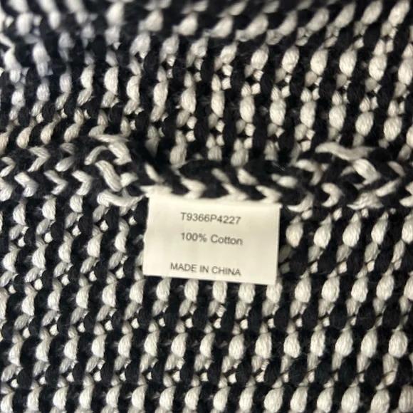 Tart Black & White Cardigan, Suede Shoulders & Silver Chain Stitching, Medium - Picture 7 of 8